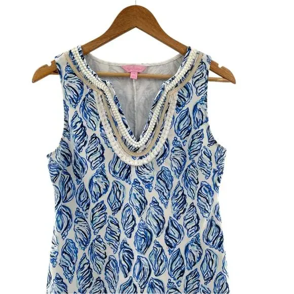 Lilly Pulitzer Harper Conch Shell Pattern French Terry Shift Dress Size Small - Picture 4 of 12